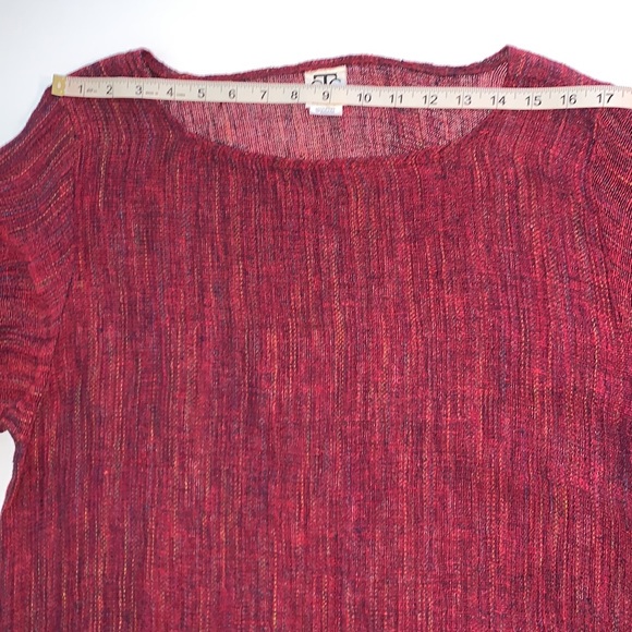 CTC Linen Mesh Tie Long Sleeve Burgundy Red Oversized Tunic Top Blouse Size M - Picture 5 of 12